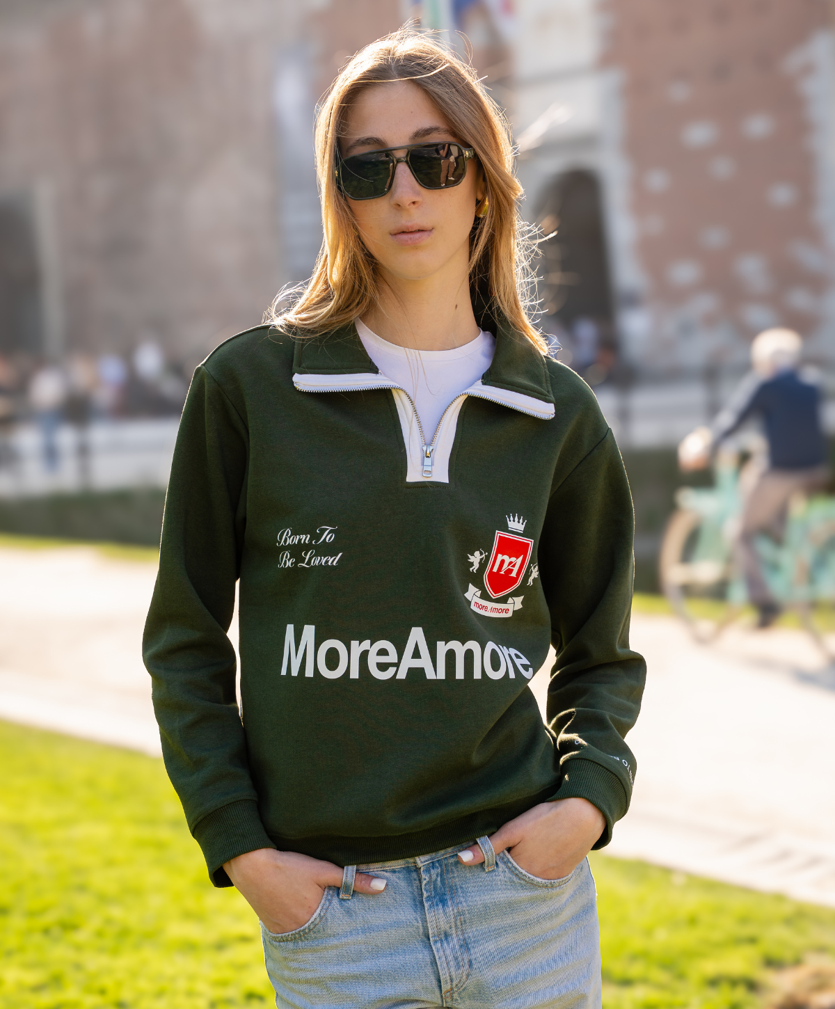 HALF-ZIP POLO SWEATSHIRT GREEN