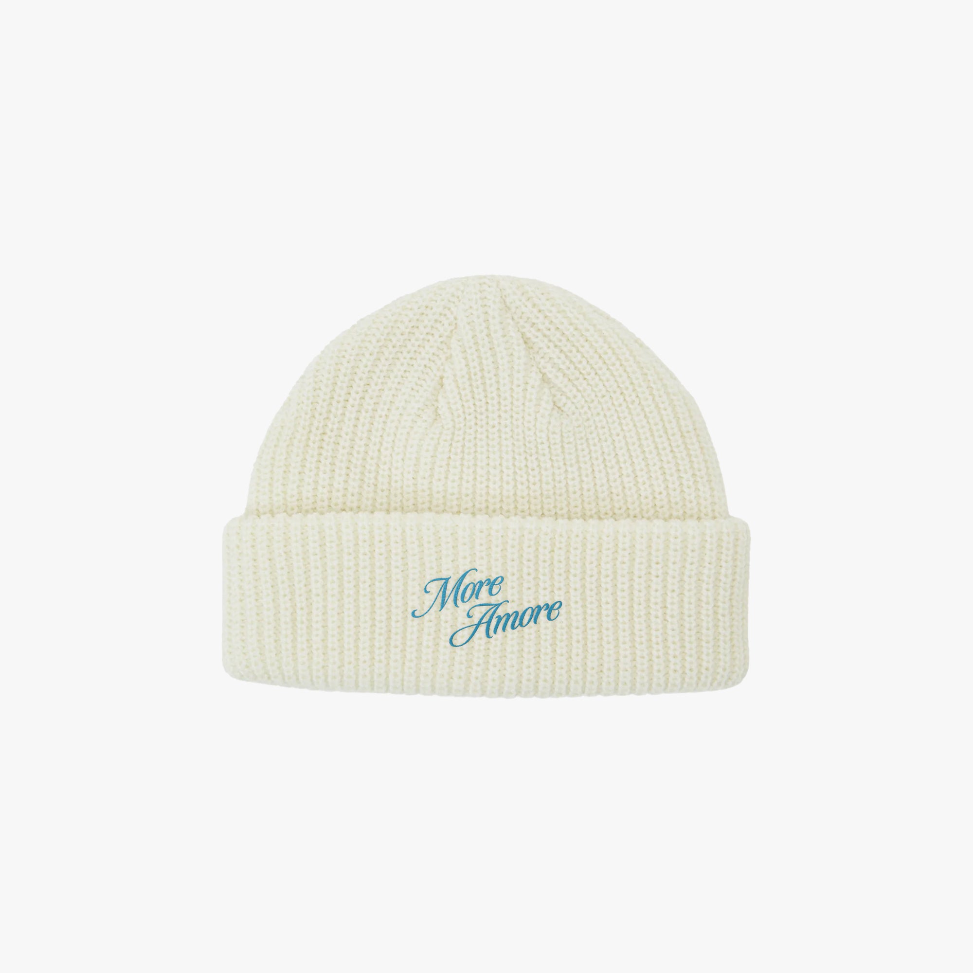 Beanie white front side brand emergente streetwear